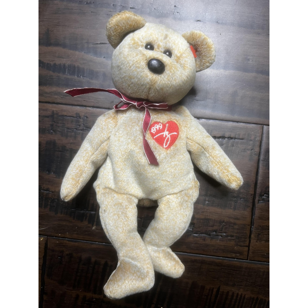 Ty Beanie Babies 1999 Signature Bear Gold Brown Plush
